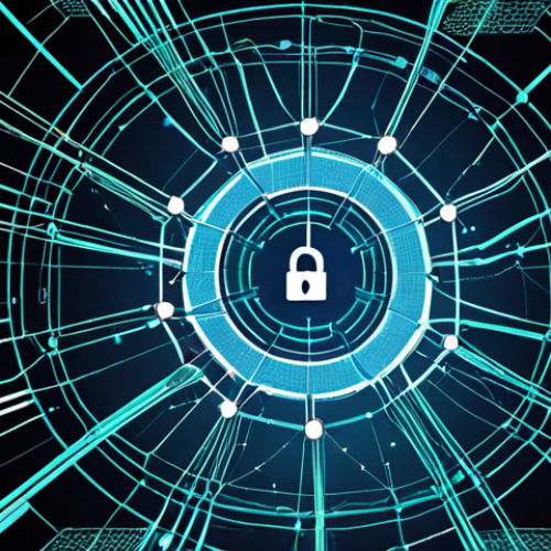 Home 6 **Cybersecurity Threat Landscape:** A complex web of interconnected nodes representing ransomware, phishing attacks, and data breaches, visualized in a futuristic, digital style. Highlight sophisticated criminal organizations operating behind the scenes.